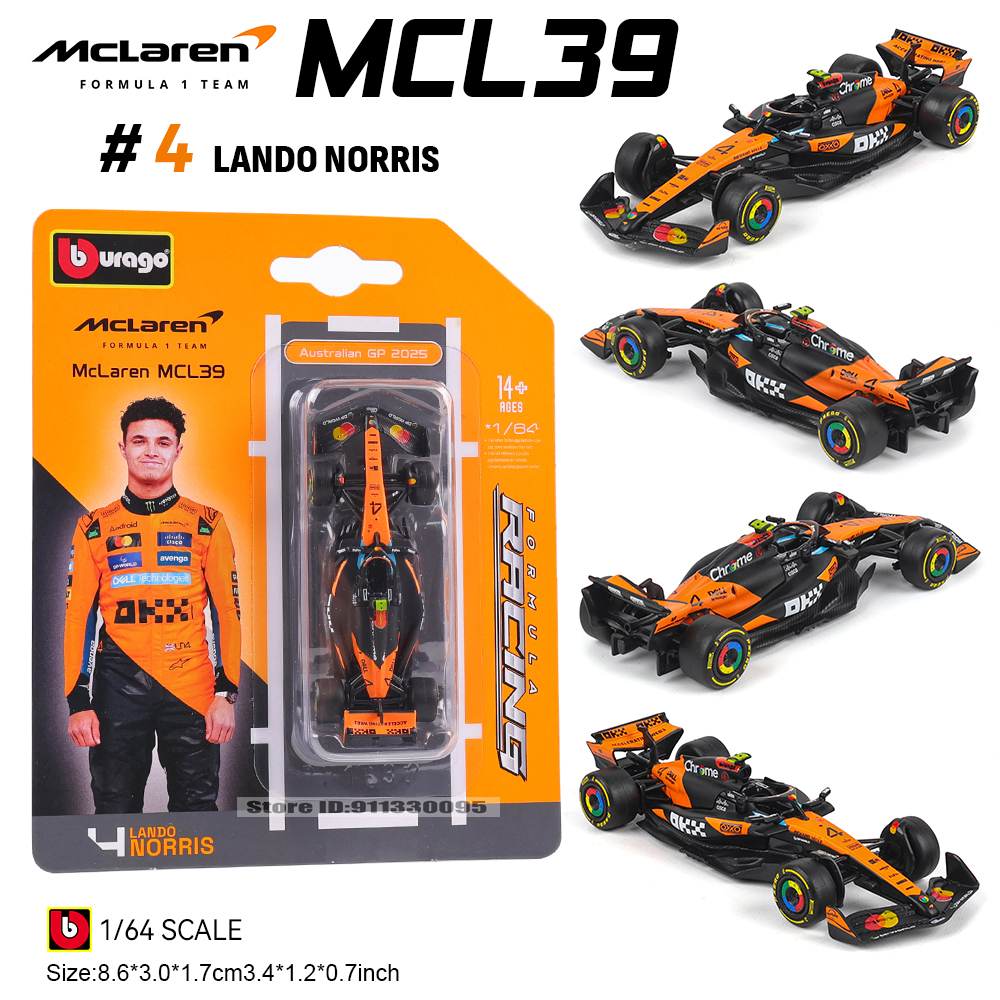 Bburago 1:64 McLaren F1 2025 MCL39 #4 Lando Norris #81 Oscar