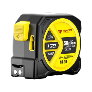 Fita Métrica a Laser 2 em 1 com Carregamento USB, Medidor a Laser 50 m + Fita de Aço Autotravante 5 m, Nível de Linha