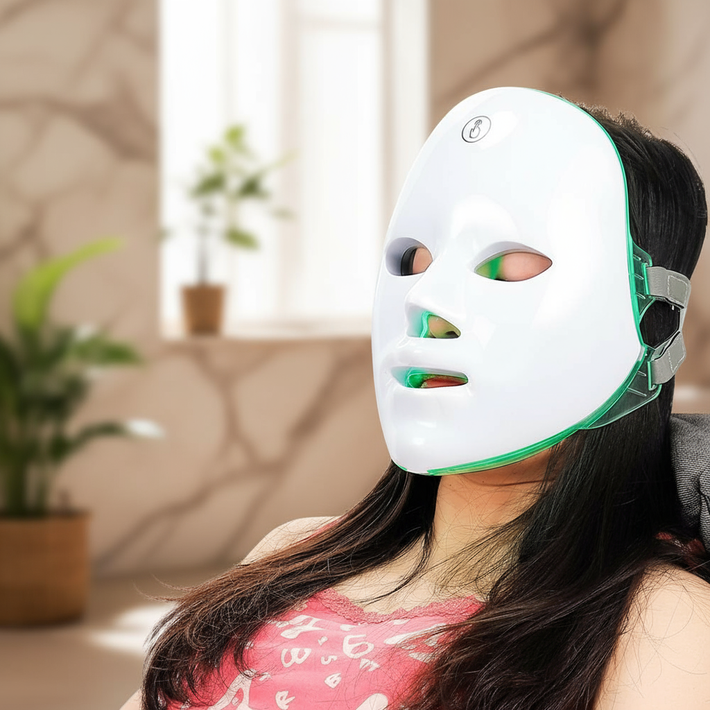 Máscara de Beleza LED de 7 Cores para Uso Profissional: Terapia ...