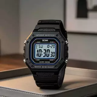 Relógio Esportivo Cronógrafo Digital Masculino, Alarme À Prova D'água, Luz De Fundo LED, Data, Cronômetro
