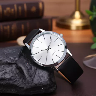 Relógio de Quartzo Masculino Estiloso com Caixa de Liga e Pulseira Casual de Couro