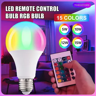 1 Peça Lâmpada LED RGB Inteligente 5W 10 15 E27 Regulável Com Controle Remoto Iluminação