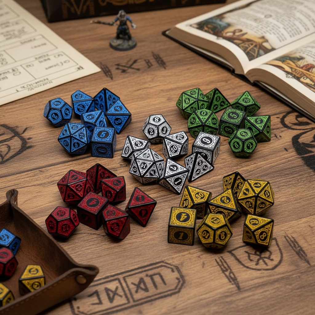 Conjunto de Dados Retro para RPG de Mesa em Poliedro para Dungeons and ...