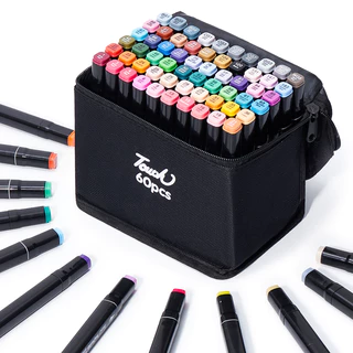 Conjunto De Canetas Marcadoras De Ponta Dupla 60 Cores , Materiais De Arte Bobbie Goods , Caneta Marcadora Para Colorir em Oferta na Shopee