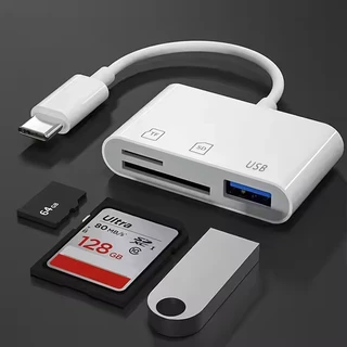 Para Samsung Xiaomi Adaptador USB C 3 em 1 Leitor de Cartão de Memória SD TF Conector OTG em Oferta na Shopee