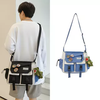 Bolsa de Mensageiro Estilo Japonês Grande Capacidade Saco Casual Lona para Homens e Estudantes em Oferta na Shopee