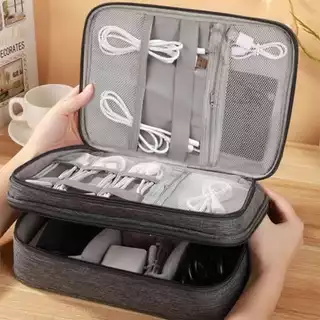 Bolsa Organizadora Eletrônica De Três Camadas De Grande Capacidade Para Cabos E Dispositivos À Prova D'água , Adequada V em Oferta na Shopee