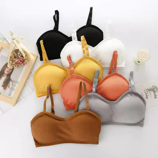 Bralette Sexy Com Nervuras De Verão – Sutiã Esportivo Sem Fio Almofadas (6 Cores , Tamanho Único) em Oferta na Shopee