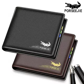 Carteira De Couro Fina Masculina-Porta-Cartões Elegante Com Compartimento Para Licença Estudantes ​ em Oferta na Shopee