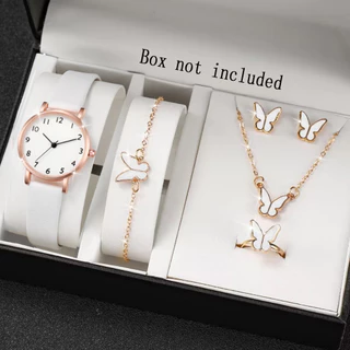 Conjunto De Joias Femininas Minimalista Algarismos Romanos Relógio Pulseira Colar Brincos Anel em Oferta na Shopee