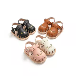 Sandálias De Verão Para Bebês De 0 A 1 Ano , Couro PU Antiderrapante , Flor Bordada , Sapatos Infantis De Praia Crianças em Oferta na Shopee