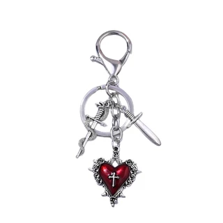 Chaveiro gótico retrô em formato de coração, cobra, espada enrolada, estrela, cruz, pingente para bolsa, chave de em Oferta na Shopee