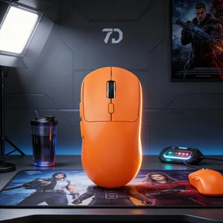 Mouse silencioso laranja sem fio com Bluetooth e 2.4GHz - ergonômico, recarregável, longa duração da bateria,