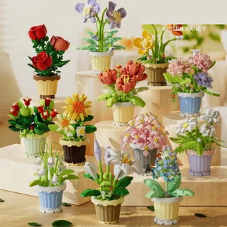 Blocos De Construção Vaso De Flores Eterno Com Modelo De Rosa E Girassol Presente De Dia Dos Namorados em Oferta na Shopee