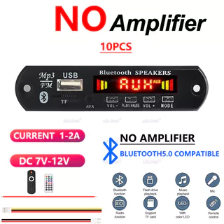Bluetooth 5.0, módulo receptor de áudio 10 unidades/5 unidades, com controle remoto, display digital, entrada em Oferta na Shopee