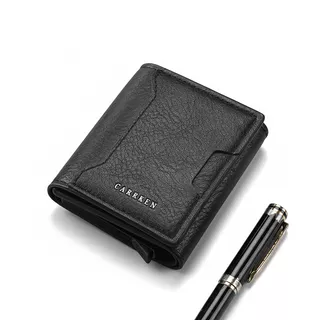 Carteira De Couro Masculina Elegante Curta Vertical-Porta-Cartões Multifuncional Unissex Com Vários Slots E Bolso Para M em Oferta na Shopee