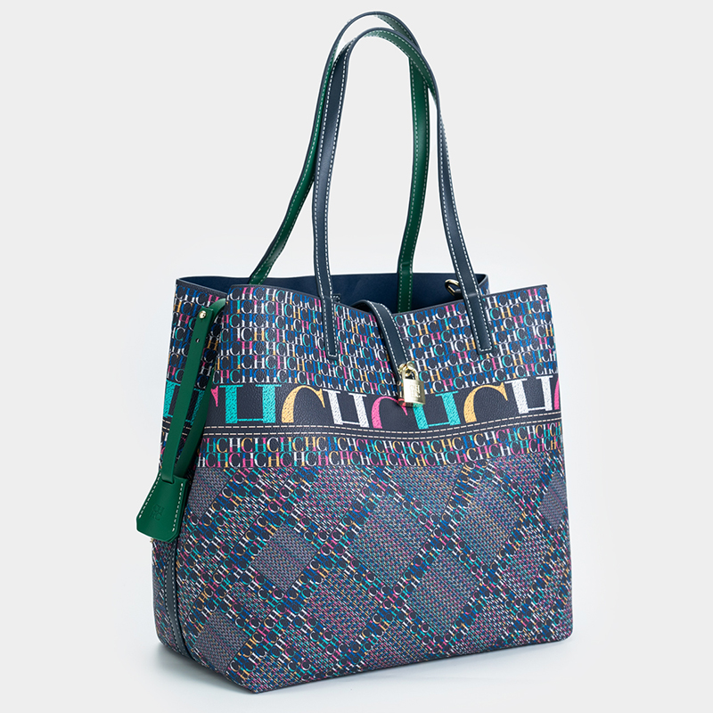CH Moda Tote Balde Saco Carta Impressão Diamante Padrão Bloqueio Design ...