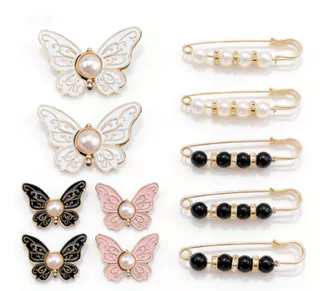 Aleatório 6 Peças Borboleta Pérola Metal Clipes De Cintura Alfinetes Destacáveis Para Mulheres Jeans Decoração De Moda em Oferta na Shopee
