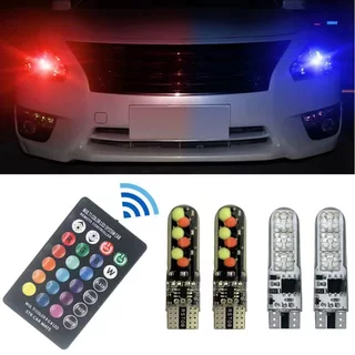 Luz De Leitura De Cúpula De Carro LED 12V T10-W5W 194 168 5050 SMD RGB Lâmpada De Cunha Com Controle Remoto em Oferta na Shopee