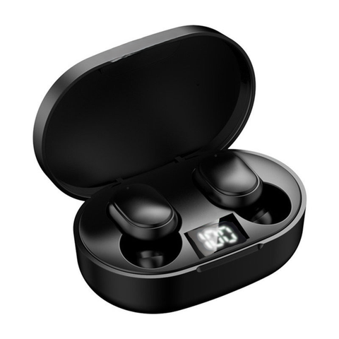 E6S Cor Preta Fones De Ouvido Sem Fio TWS Bluetooth Com Microfone Estéreo Som Cancelamento Ruído LED Display Digital Fon — foto 1 — Achou Levou Brasil