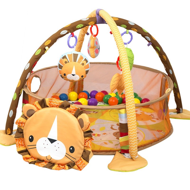Esteira De Brincadeira Para Bebês Com Brinquedos Pendurados Ginásio E Bola De Poço Recém-Nascidos