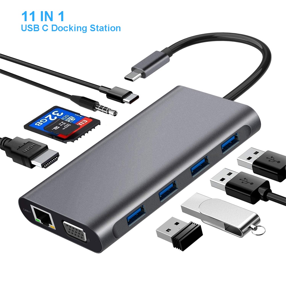 111 Em 1 Adaptador USB 3.0 C HUB Tipo Para 4K HDMI-Compatível VGA RJ45 ...