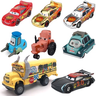 1:55 Disney Pixar Cars 3 2 Lightning McQueen Jackson School Bus Miss  Fritter Diecast Metal Metal Alloy Childrens Toy Car