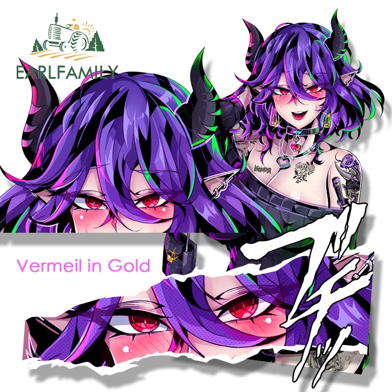 EARLFAMILY Ahegao Vermeil Fanart Autocolante Anime Em Ouro Waifu ...