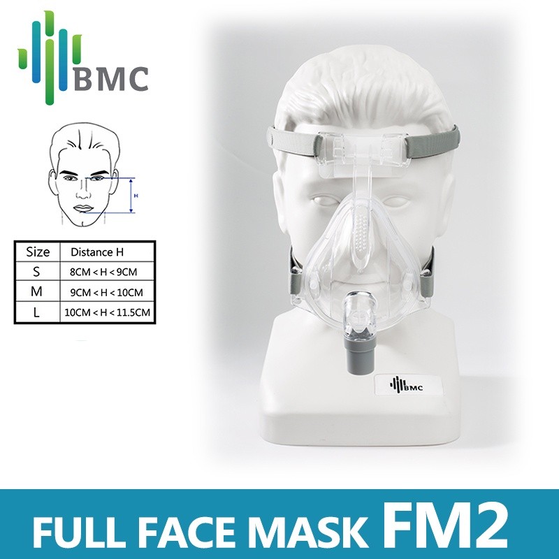 BMC FM2 CPAP Full Face Mask Auto CPAP BiPAP Mask With Free Headgear White for Sleep Apnea OSAHS OSAS Snoring People Connected S10