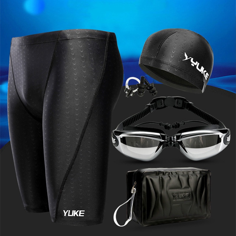 Calções De Banho Masculinos Equipamento De Natação À Prova D'água Óculos Com Tampa De Plugue De Ouvido