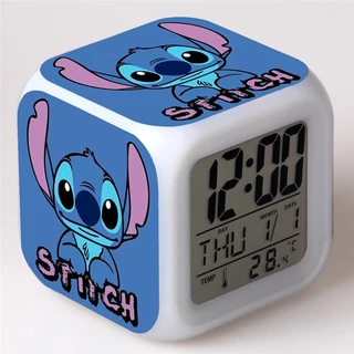 [37 Modelos] Relógio Despertador De Stitch digital com luz LED 7 Mudança de cor/ Relógio de mesa para presentes infantis