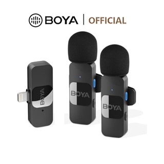 BOYA BY-V10/V20 Microfone ANC Sem Fio Mini Lavalier Redução Ativa De Ruído Telefônico Para Vlog Live Stream Conteúdo Criadores De Ação Câmera Portátil PC Streaming