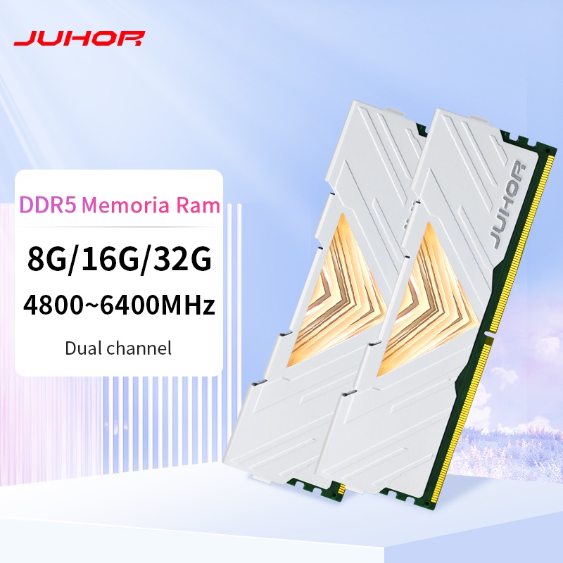 JUHOR Memoria ram DDR5 8GB 16GB 32GB 4800MHz 5600MHH 6000MHZ 6400MHZ 16GBx2 D XIMM Memória Ram para Desktop VLMO