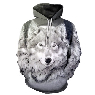 Outono-Inverno Novo Capuz De Impressão 3D Capuzes De Cabeça De Lobo Masculino Sweatshirt Moda Hip Hop Casual Outerwear Roupa Masculina