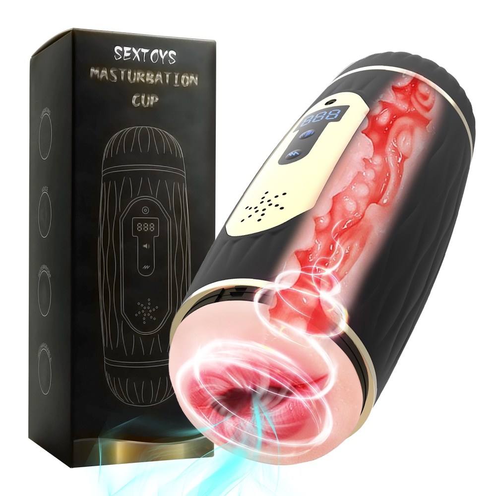 Masturbadores Masculinos Cabeça Dupla Copa De Masturbação Vibratória De Aquecimento Inteligente Para Homem Pussy Vagina Brinquedos Adultos Homens