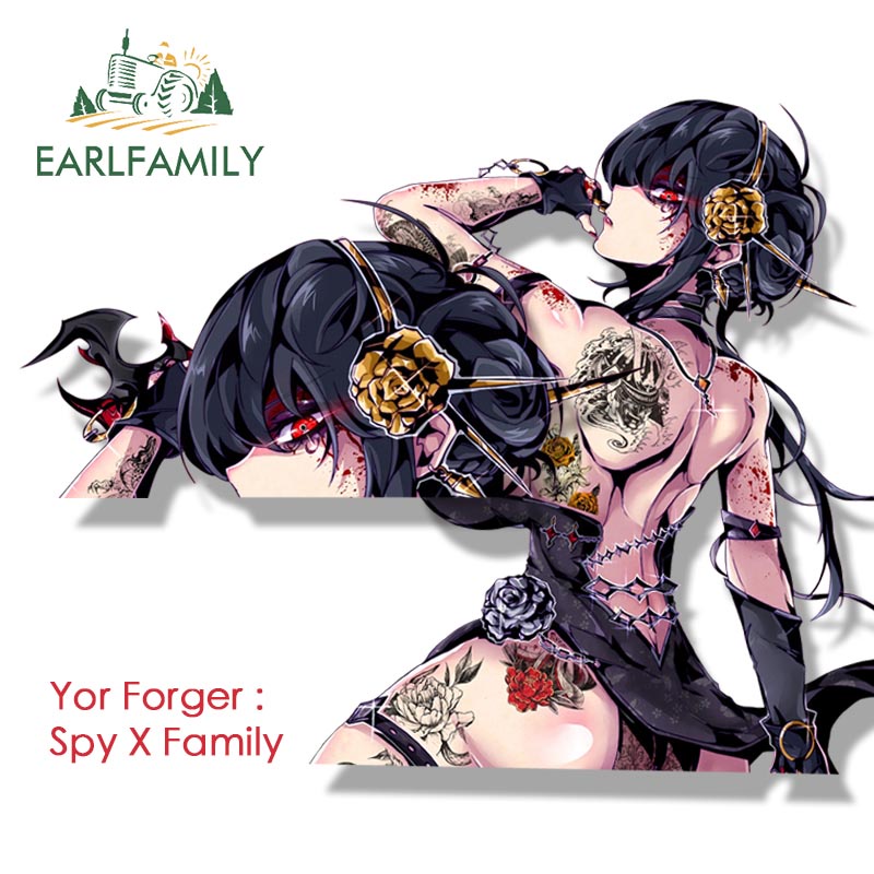 EARLFAMILY 13cm Gothic Yor Forger Fanart Autocolante Anime Spy x Family Scratch-Proof Interessante Carrinho Frigorífico Decalque Personalidade À Prova D'água Mercadorias Para Carros