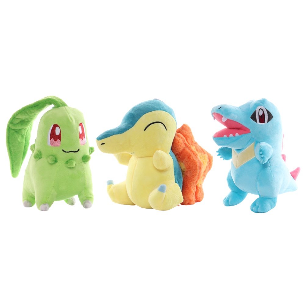 Cyndaquil Totodile Chikorita Plush Pokemon Figura Peluche Cartoon Imagem Combinação Coleção Presente Para Crianças