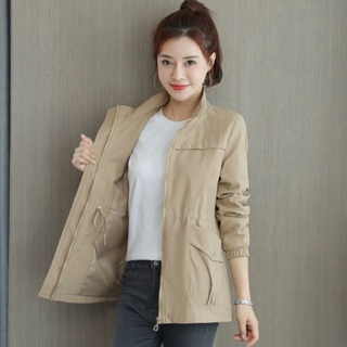 Casaco Exterior De Primavera Para Mulheres Windbreaker Curto Com Forro