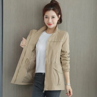 Casaco Exterior De Primavera Para Mulheres Windbreaker Curto Com Forro