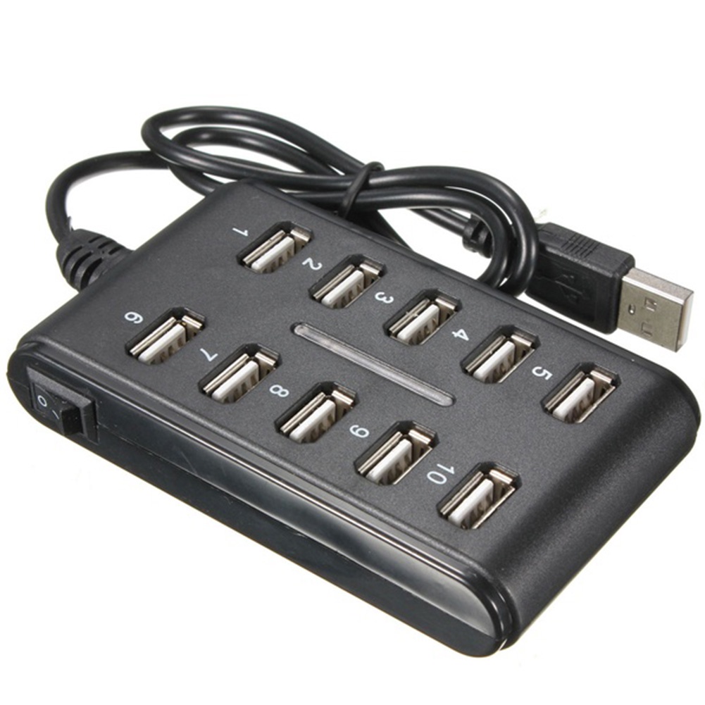 Alta Velocidade 480 Mbps USB 2.0 HUB 10 Portas Multi Pessoal Computador Portátil Splitter Para PC laptop # 20
