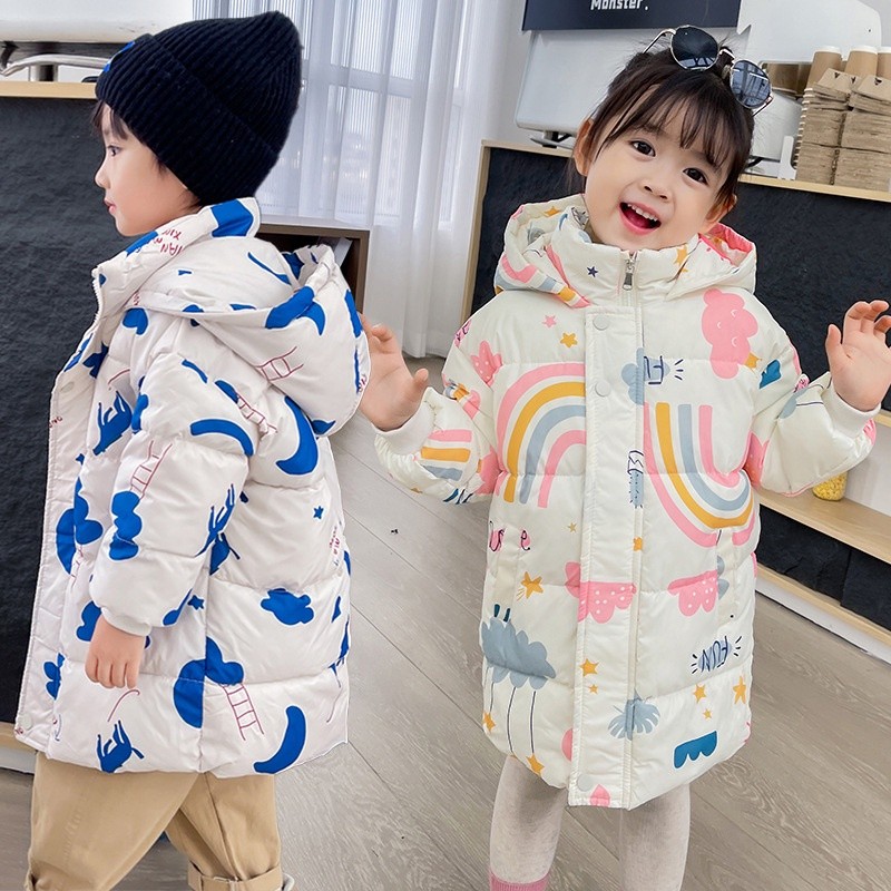 2023 Novos Casacos De Inverno Para Meninas Com Capuz Crianças 2-7 Anos Roupa Exterior De Algodão Quente