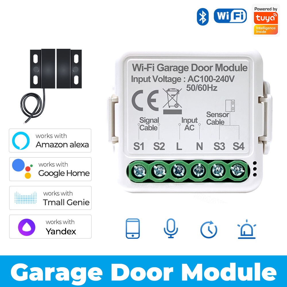 SMATRUL WiFi Tuya Smart Garage Door Switch Sensores De Abertura De Portas Controlador Life APP Controle Remoto Fechamento Monitoramento Alexa Google Home Tmall Genie