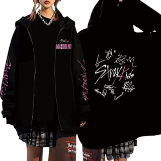 2023 Stray Kids Maxident Skzoo Zipper Hoodies Sweatshirts Inverno Mulher Quente Roupas Homem