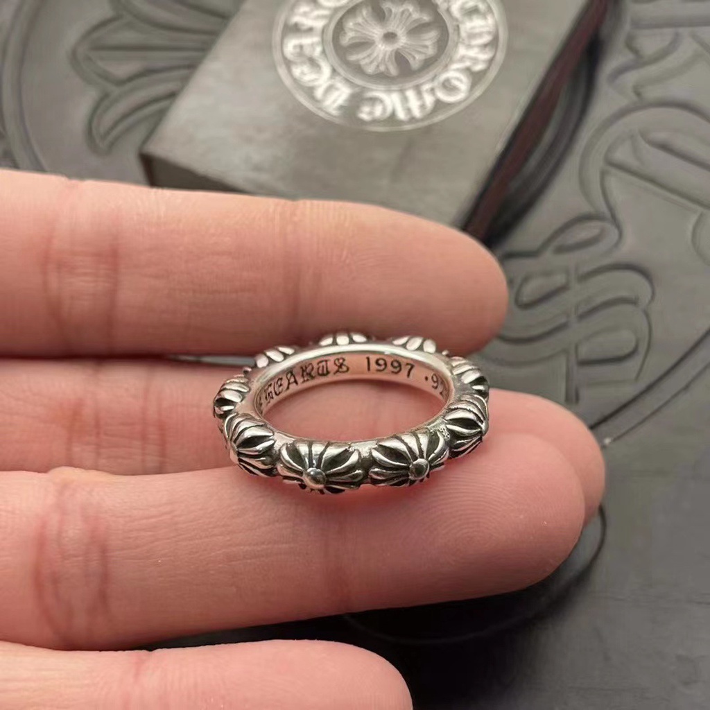 CHROME HEARTS Anel Cromado HEARTS Anel / 925 Prata Homens Mulheres ...