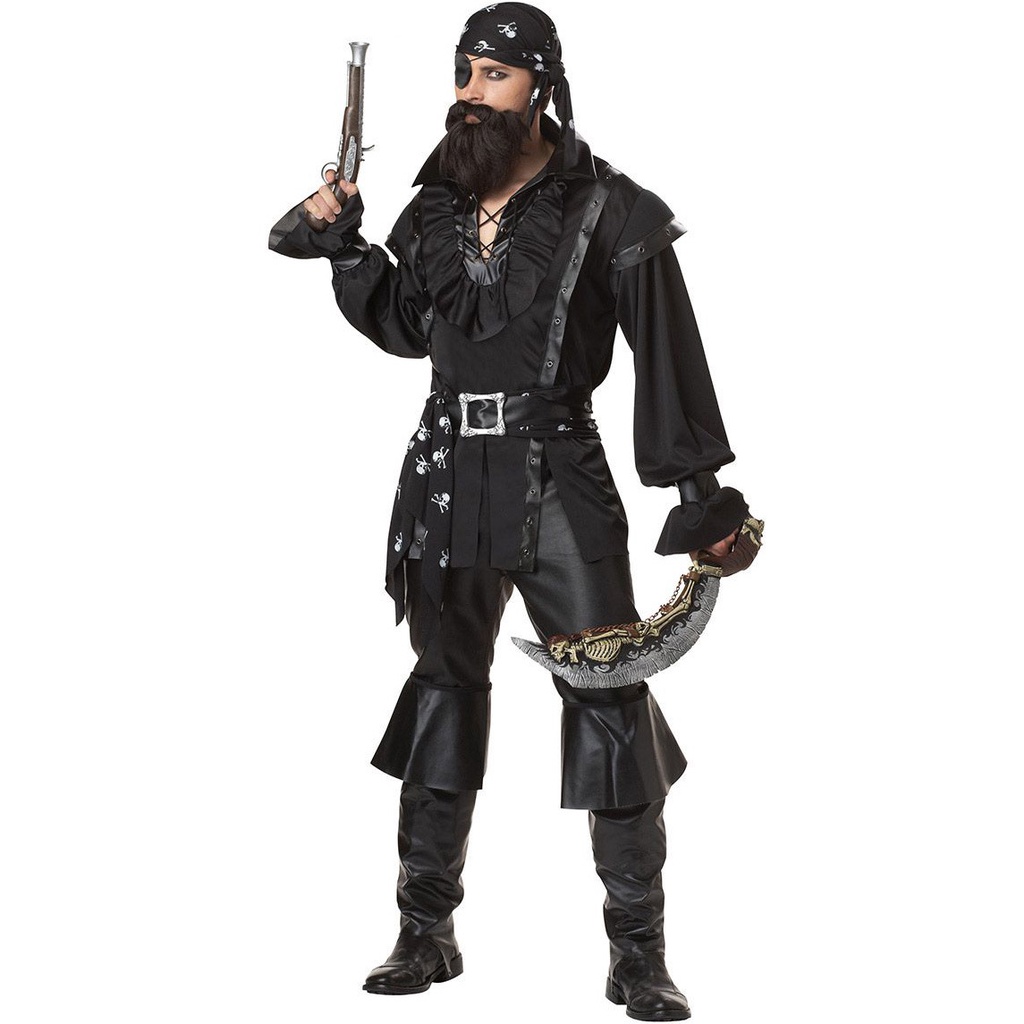 Fantasia De Pirata Masculino Adulto Cosplay Caribe Jack Luxo