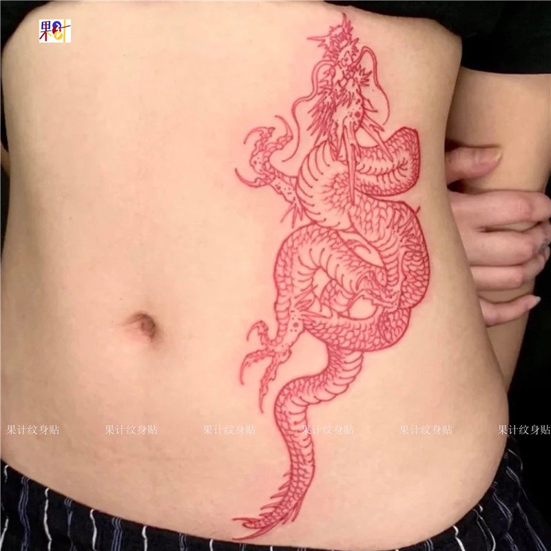 Medidor De Frutas Tatuagem Do Braço Dragão Vermelho Barriga Feminina Dominativa Macho De Longa Duração Preto À Prova D'água ins Unique Flower Arm Tattoo Sticker