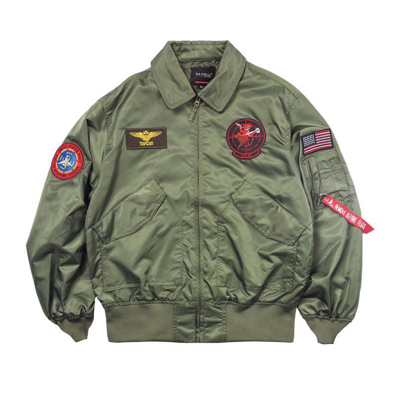 TOP GUN CWU-36P com remendos de primavera estilo militar bombardeiro piloto voo casaco fino jaqueta corta-vento