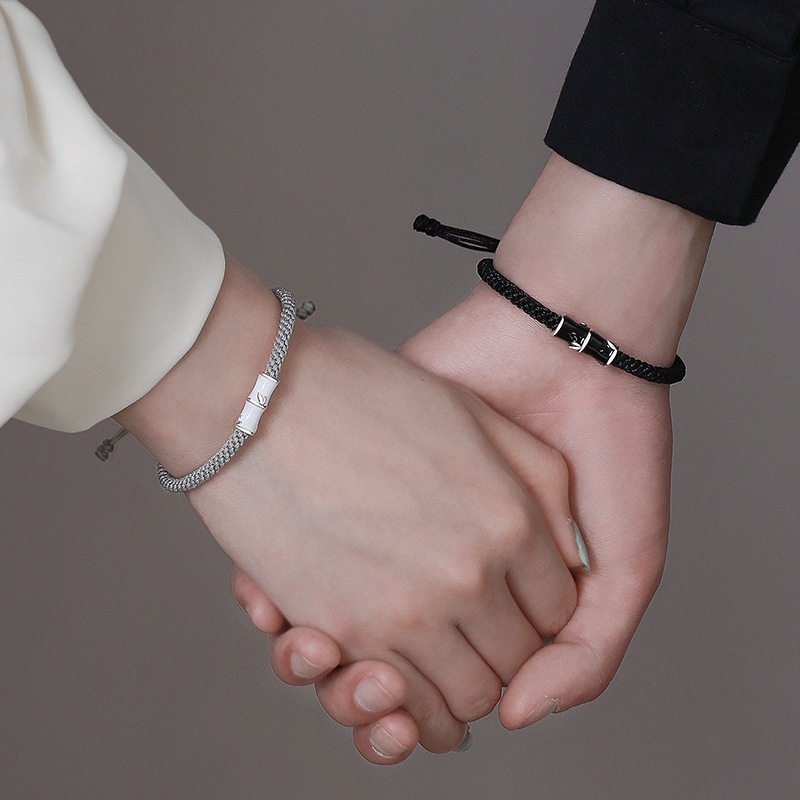 Pulseira De Casal Bambu Ajustável