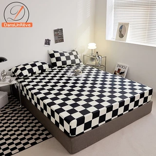 DANSUNREVE Lençol De Cama Soft Black White Plaid Fitted Pillowcase Checkerboard De Solteiro Amigo Da Pele Verde/Cinza/Azul Para Queen King Size