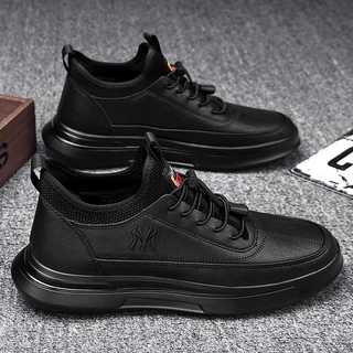 Calçados Masculinos De Interior Tendência Combina Tudo Casual Alta Canoa Masculino Outono Inverno Lã Forro De Pequeno Couro-Thick Sole S